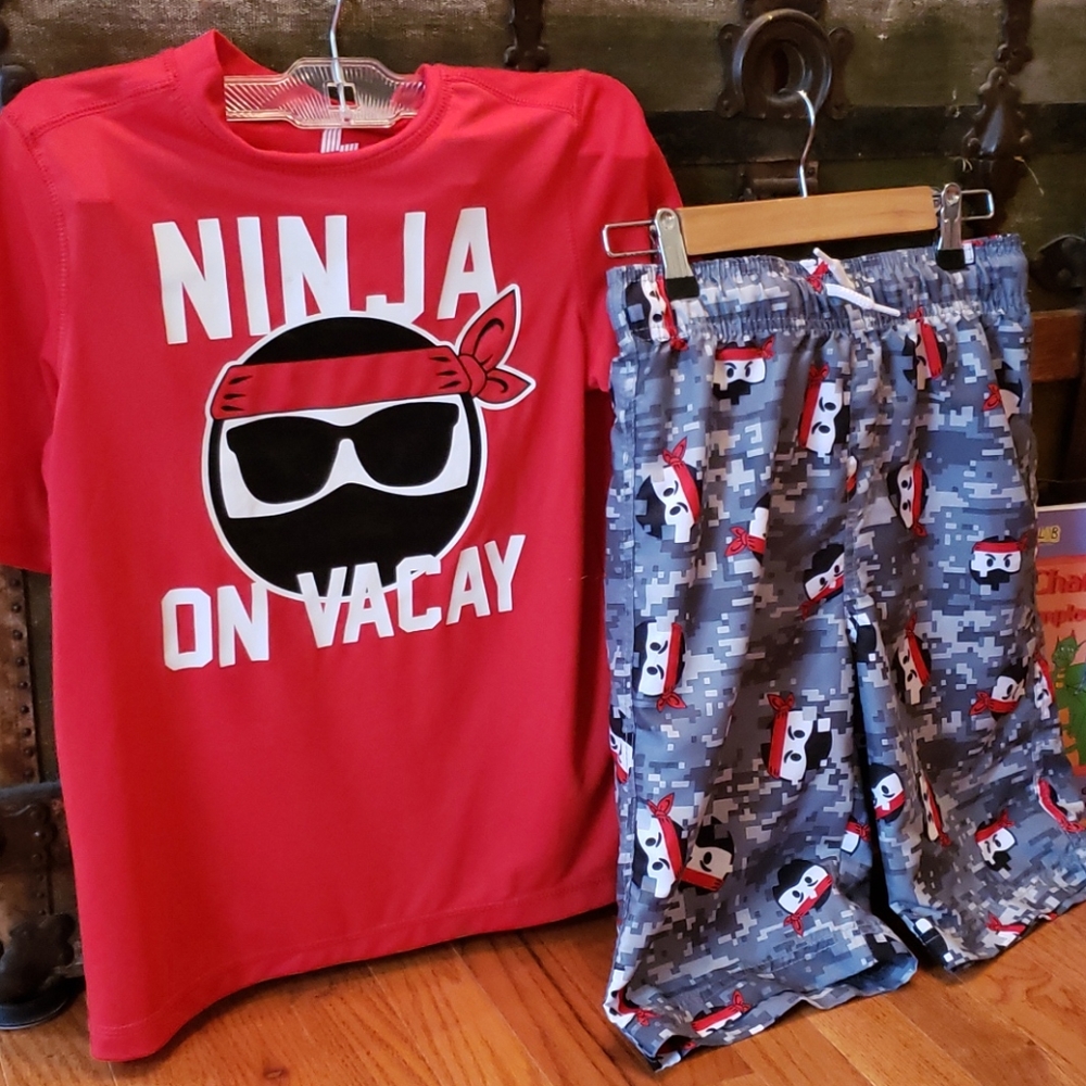 Place sport size 10/12 trunks and rashguard